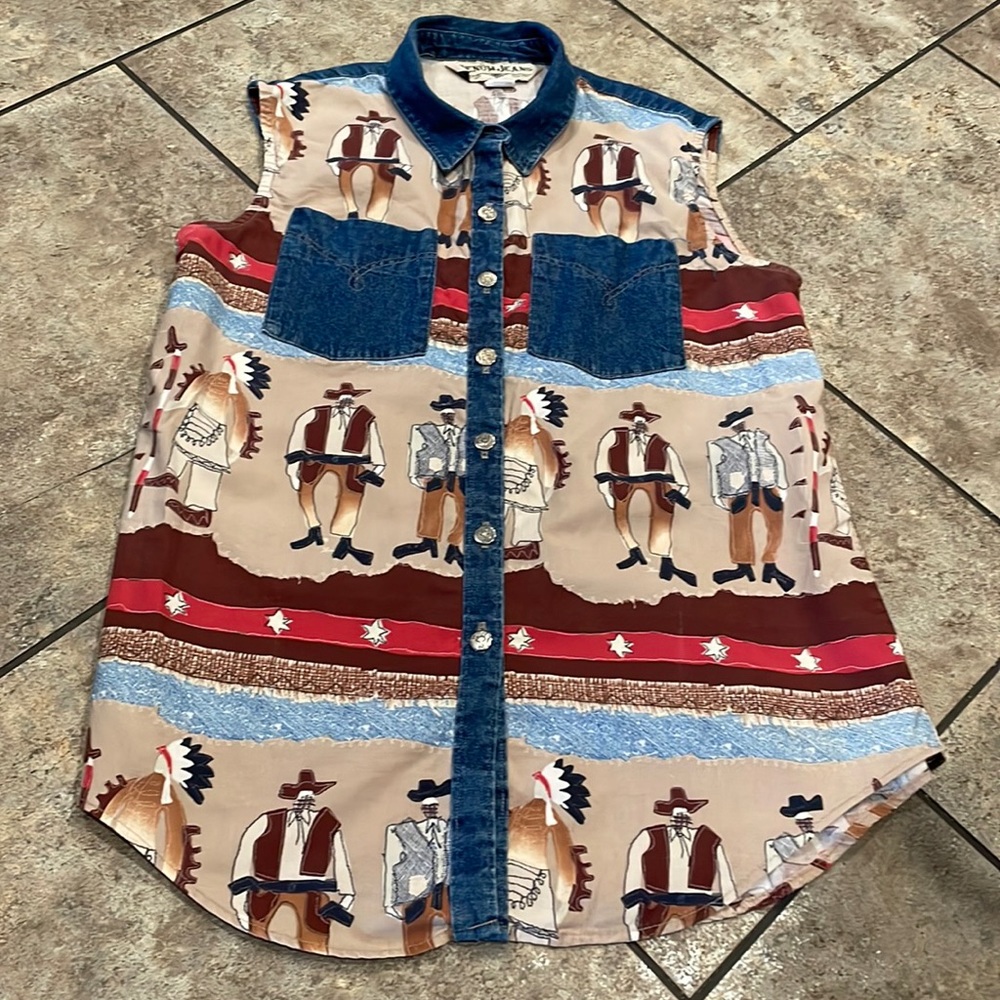 Cowboy and Indian Denum jeans vintage shirt ladies large